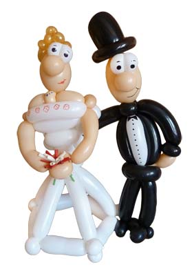 Ein Hochzeitspaar aus Modellierballons - geknotet von unserem Ballonkünstler