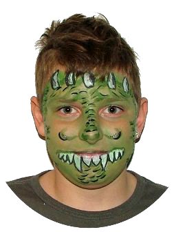 Kunterbuntes Kinderschminken mit vielen phantasievollen Motiven. Klicken Sie auf das Bild, um es zu vergrößern